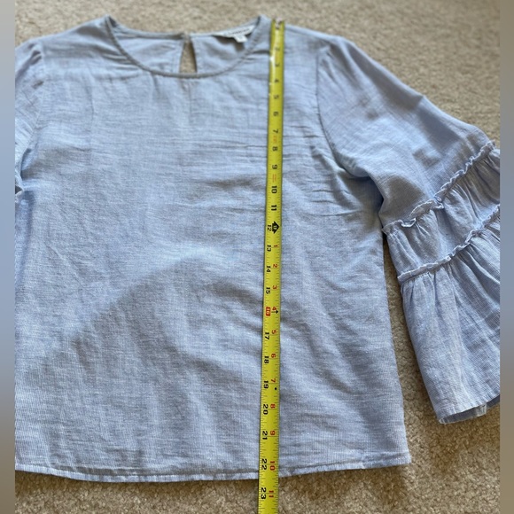 Express Blue And White Striped Bell Sleeve Blouse- Size S - Picture 12 of 14